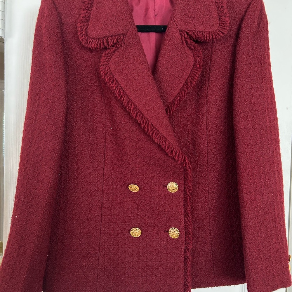 Elegant Red Double-Breasted Women's Jacket